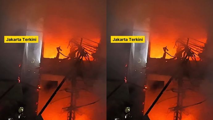 Kebakaran terjadi di Jalan Kramat, Gang Sawo, Kelurahan Lenteng Agung, Kecamatan Jagakarsa, Jakarta Selatan, pada Sabtu (16/8) malam.