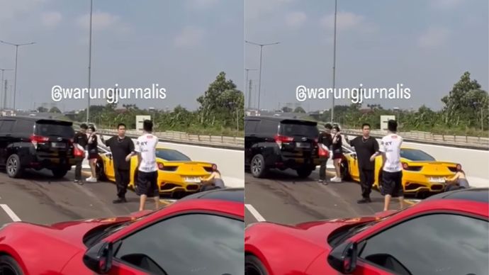 Supercar Tabrak Pembatas Jalan Tol di Tangerang