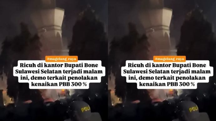 Mencekam, Ricuh di kantor Bupati Bone terjadi malam ini, demo terkait penolakan masyarakat Bone terhadap kenaikan Pajak Bumi dan Bangunan (PBB) sebesar 300 persen