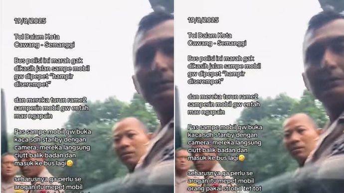 Bus Rombongan Polisi Diduga Marah Gegara Tak Dikasih Jalan  