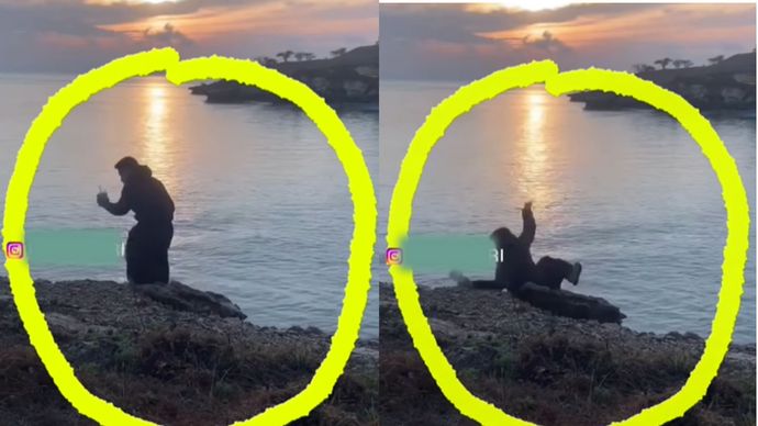 Pemuda Terjatuh di Tebing Pantai