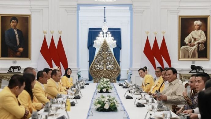 Sufmi Dasco Mendampingi Presiden Prabowo menerima kunjungan resmi jajaran petinggi Partai Golongan Karya dalam rangka Silaturahmi Kebangsaan
