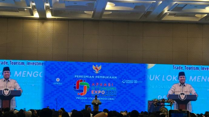 Presiden Republik Indonesia Prabowo Subianto secara resmi membuka gelaran Apkasi Otonomi Expo (AOE) 2025 di Indonesia Convention Exhibition (ICE) BSD, Kabupaten Tangerang, Kamis, 28 Agustus 2025.