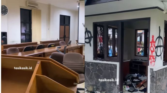 gedung dprd Tasikmalaya rusak