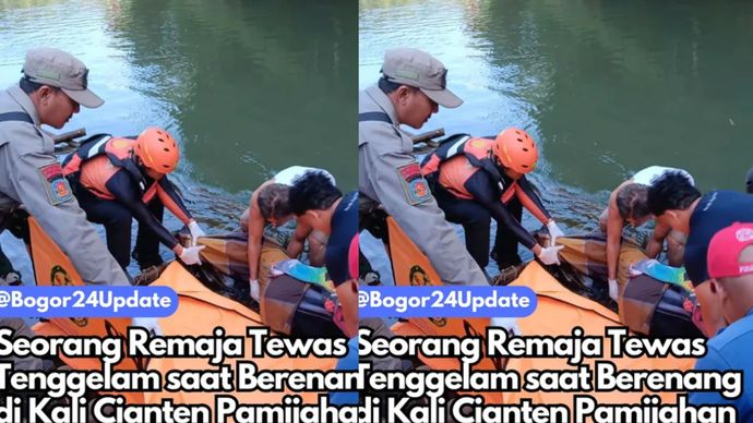 jasad tenggelam di kali cianten bogor