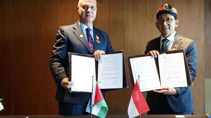 Menteri Kebudayaan Fadli Zon bahas kerja sama budaya dengan Palestina di CHANDI 2025, Denpasar, Bali, Kamis 4/9/2025. 
