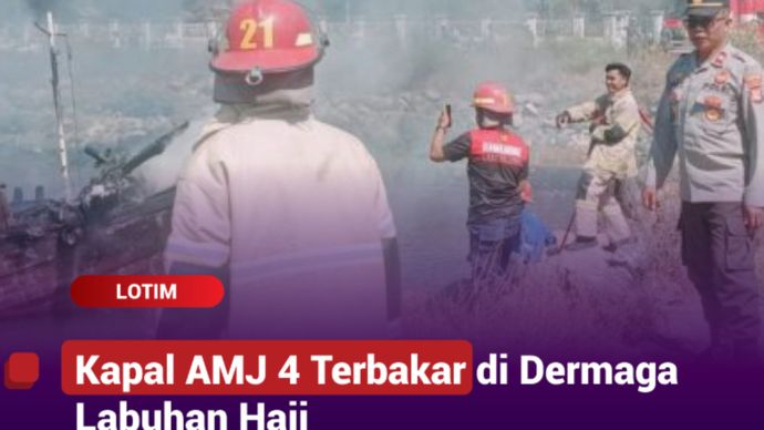 Satu unit kapal milik PT Natura Samudera Lestari (NSL) terbakar di Dermaga Labuhan Haji, Lombok Timur, Kamis (4/9).