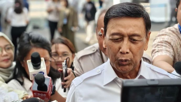Penasihat Khusus Presiden Bidang Politik dan Keamanan Wiranto saat menyampaikan keterangan di kompleks Istana Kepresidenan, Jakarta, Kamis, 4 September 2025.