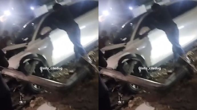 Kecelakaan tunggal Honda HRV menabrak tiang di depan SPBU Tanah Seratus, Jalan Hos Cokroaminoto, Ciledug, Tangerang, Jumat (5/9/2025) pagi pukul 05.30 WIB.