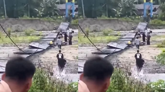 Jembatan Gantung di Dusun Penyapu, Desa Galumpang, Kecamatan Dakopemean, Kabupaten Tolitoli, Sulawesi Tengah, putus saat dilintasi rombongan pengantin, Minggu (7/9/2025) sore.  Insiden tersebut menyebabkan sejumlah orang terjatuh ke dasar sungai. Warga yang melihat kejadian langsung melakukan upaya penyelamatan.  Beberapa korban langsung dievakuasi dan dilarikan ke rumah sakit terdekat untuk mendapatkan perawatan medis.
