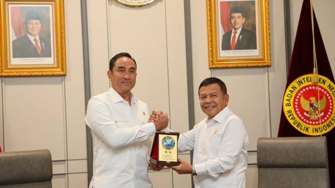 Kepala BNN RI Suyudi Ario Seto audiensi dengan Kepala BIN Muhammad Herindra. 