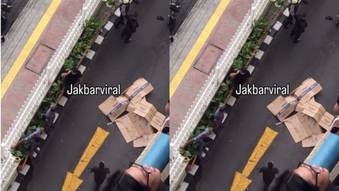 Pria jatuh dari apartemen roxy