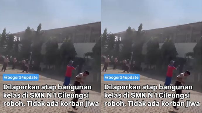 Rabu 10 September 2025: Sekitar pukul 09.20 tadi, ada laporan masuk ke mimin, atap kelas roboh di SMK Negeri 1 Cileungsi.