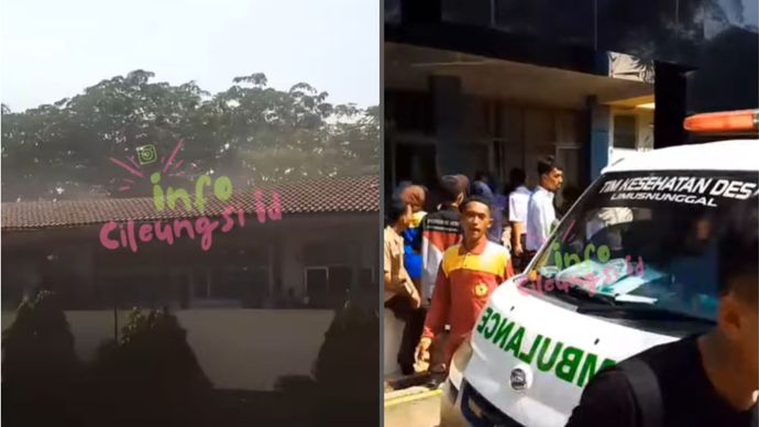 atap sekolah SMKN 1 cileungsi ambruk