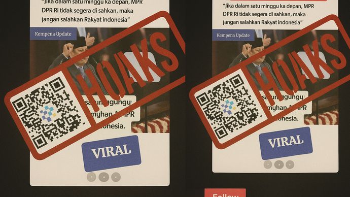 Unggahan video di TikTok menarasikan seolah Presiden Prabowo Subianto sedang menyampaikan pidato pertanggungjawaban kepada rakyat dengan ancaman akan membekukan sementara MPR/DPR.