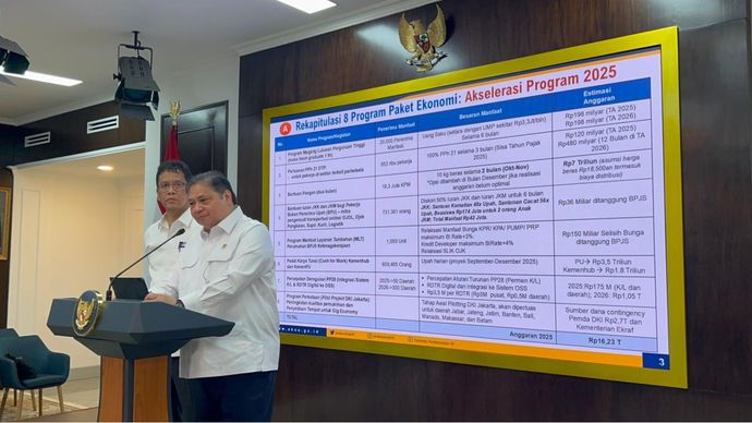 Menko Ekonomi Airlangga Hartarto dan Menkeu Purbaya Yudhi Sadewa