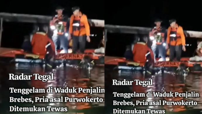 Penemuan jasad pria asal purwokerto tenggelam di sebuah waduk di brebes.