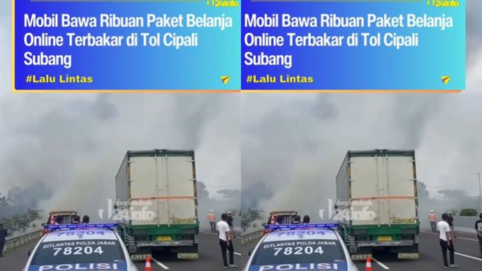 Truk pengangkut paket terbakar