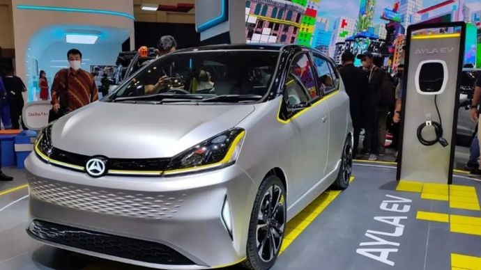 Pengenalan Daihatsu Ayla EV di GIIAS 2022 di ICE BSD, Tangerang, Kamis (11/8/2022). (Foto: ANTARA/Arnidhya Nur Zhafira) 