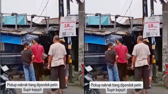 Sopir terjepit saat pick up hantam tiang di Depok