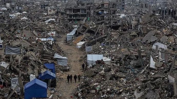 Ilustrasi kondisi Jalur Gaza setelah berbulan-bulan digempur Israel. 