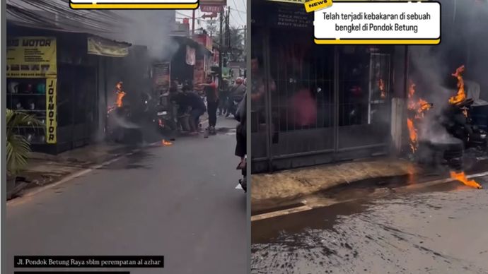 Bengkel di Bintaro terbakar hebat