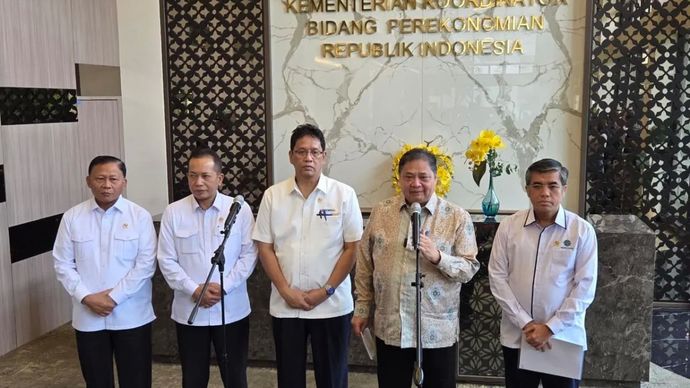 Suasana konferensi pers mengenai finalisasi paket kebijakan ekonomi di Kantor Kemenko Perekonomian, Jakarta, Senin, 22 September 2025.
