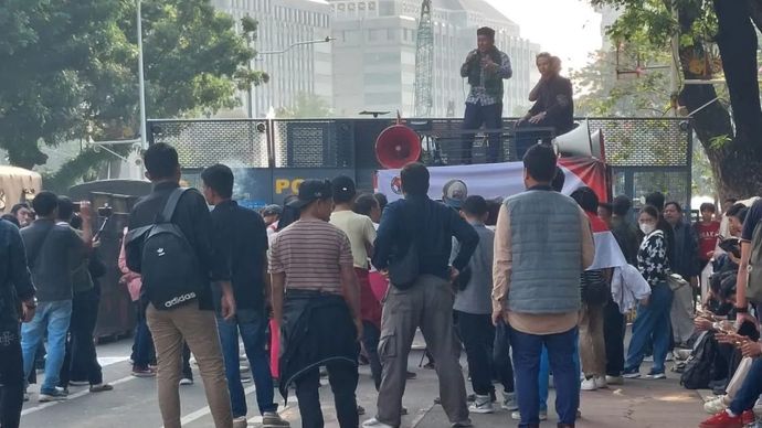 Massa aksi di kawasan Patung Kuda Jakarta, Senin 22 September 2025. ANTARA/Dokumentari Pribadi