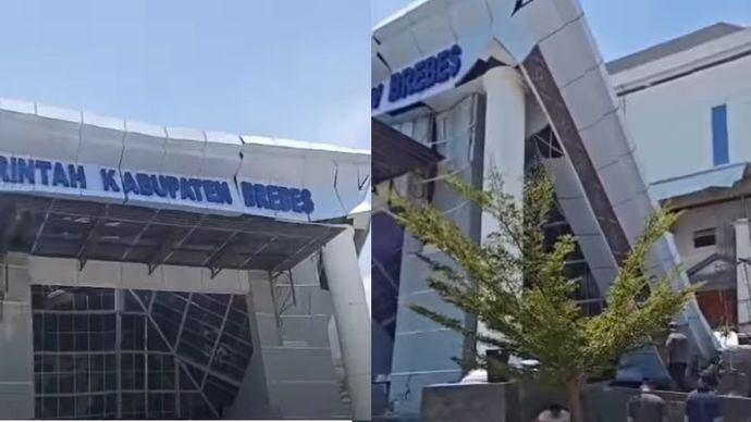 Baru Diresmikan 3 Tahun, Atap Gedung KPT Brebes Senilai Rp120 Miliar Roboh