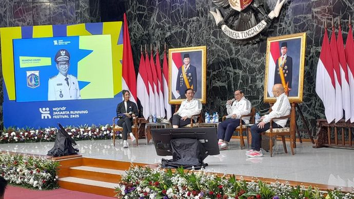Pramono Anung di Press Conference Jakarta Running Festival 2025.