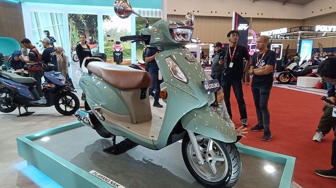 Suzuki Access 125 resmi diluncurkan di pameran sepeda motor IMOS 2025, di ICE BSD City, Kabupaten Tangerang, Banten, Rabu (24/9/2025). (Foto: Adiantoro/NTV)