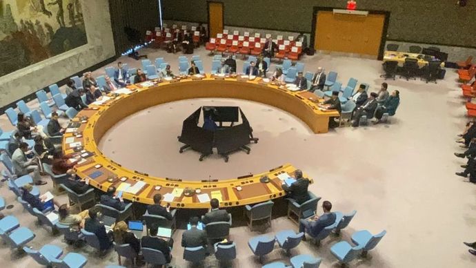 Suasana saat Menteri Sugiono menghadiri pertemuan dengan tema &lsquo;Kecerdasan Buatan dan Perdamaian serta Keamanan Internasional&rsquo; di Markas Besar PBB New York, Amerika Serikat, Kamis (25/9/2025).