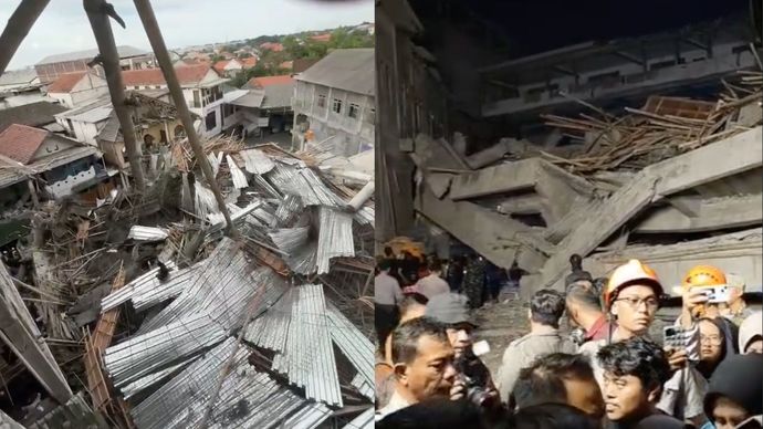 Musala di ponpes Sidoarjo ambruk.