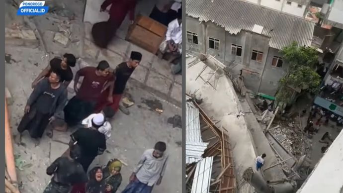 VIDEO: Ngerinya Bangunan Musala Ambruk, Santri Tertimpa Reruntuhan