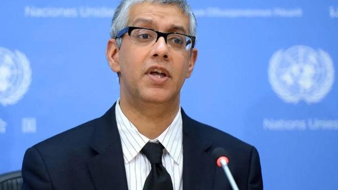 Wakil juru bicara Sekretaris Jenderal PBB Farhan Haq di Kantor Pusat PBB di New York, Amerika Serikat, Selasa 19 Juli. ANTARA/HO-QNA