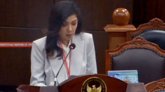Tangkapan layar - Direktur Jenderal Komunikasi Publik dan Media Kementerian Komdigi Fifi Aleyda Yahya menyampaikan keterangan pemerintah dalam sidang lanjutan uji materi Undang-Undang Pers yang diajukan Ikatan Wartawan Hukum di Ruang Sidang Pleno MK, Jakarta, Senin (6/10/2025).