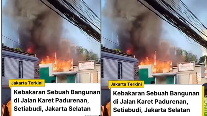 Terjadi kebakaran bangunan rumah di Jalan Karet Padurenan, Setiabudi, Jakarta Selatan pagi ini, Selasa (7/10/2025). Belum diketahui pasti penyebab kejadian tersebut.
