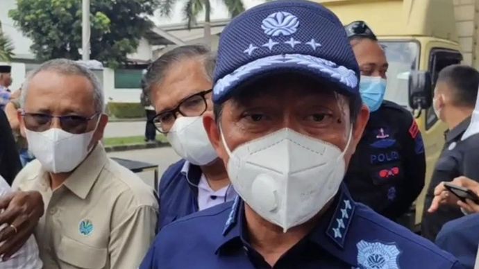 Menteri Lingkungan Hidup Hanif Faisol Nurofiq di kawasan Cikande, Kabupaten Serang, Selasa 7 Oktober 2025. ANTARA/Devi Nindy