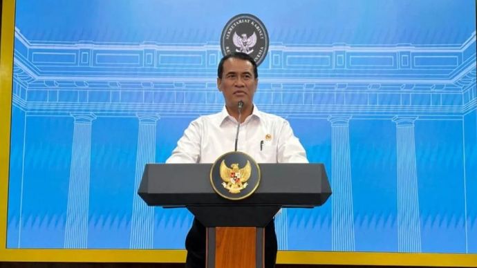 Menteri Pertanian Andi Amran Sulaiman memberikan keterangan pers di Kantor Presiden, Kompleks Istana Kepresidenan, Jakarta, Kamis 9 Oktober 2025. ANTARA/Genta Tenri Mawangi
