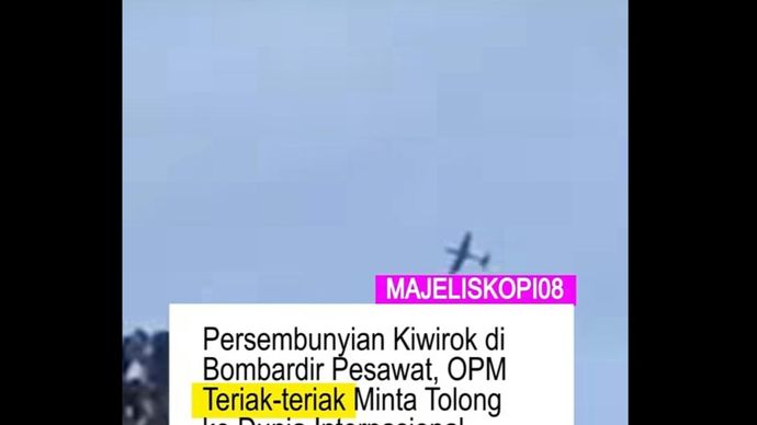 Unggahan akun Instagram yang menyebut penggunaan bom saat TNI menghadapi OPM. 