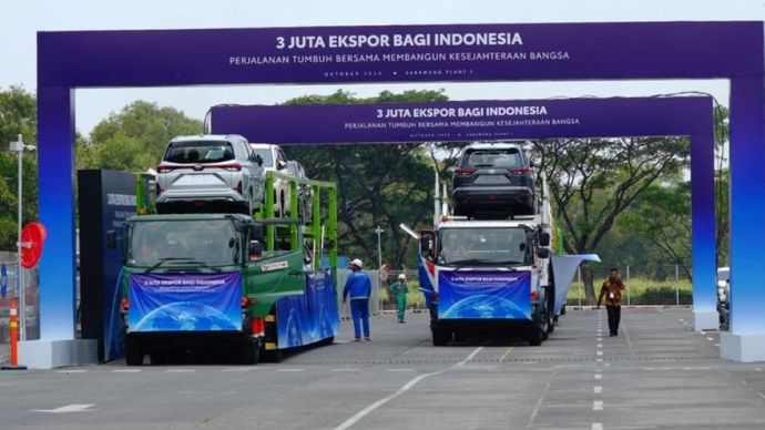 Seremoni pelepasan ekspor ke-3 juta unit digelar di pabrik PT Toyota Motor Manufacturing Indonesia (TMMIN) di Karawang, Jawa Barat, pada Kamis (9/10/2025).&nbsp;(Foto: Dok/ekon.go.id)