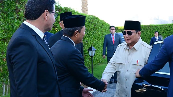Presiden Republik Indonesia Prabowo Subianto tiba di Bandara Internasional Sharm El-Sheikh