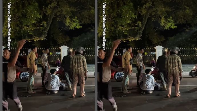 Kecelakaan lalu lintas terjadi di Jalan Ir. H. Juanda, Kecamatan Bogor Tengah, Kota Bogor, pada Senin malam (13/10/2025).  Kendaraan roda dua diduga bersenggolan dengan Biskita Transpakuan yang dikemudikan oleh Sanusi di jalur sistem satu arah (SSA) Kebun Raya Bogor.