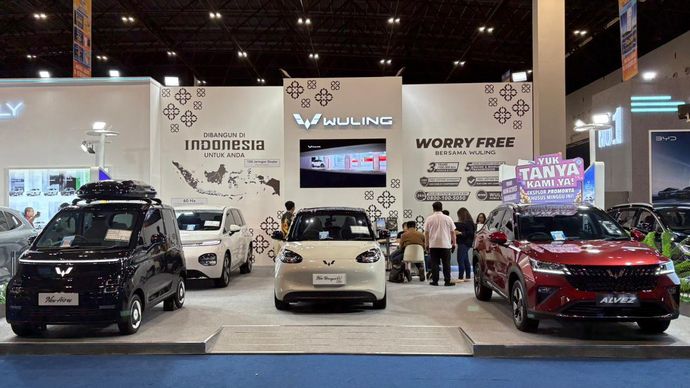 Wuling menampilkan New Air ev, New BinguoEV, New Cloud EV, dan Alvez di Livin' Fest 2025. (Foto: Istimewa)