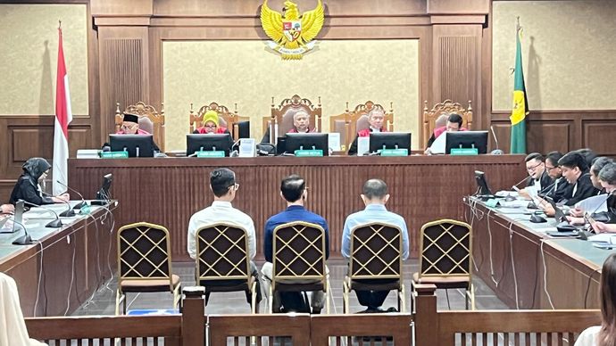Sidang kasus dugaan korupsi tata kelola minyak mentah dengan terdakwa Riza Siahaan cs. 