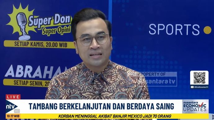 Ketua Panitia Pelaksana Minerba Convex 2025, Resvani, dalam program &quot;Nusantara Economic Updates&quot; yang dipandu jurnalis Nusantara TV, Ellen Gracia.