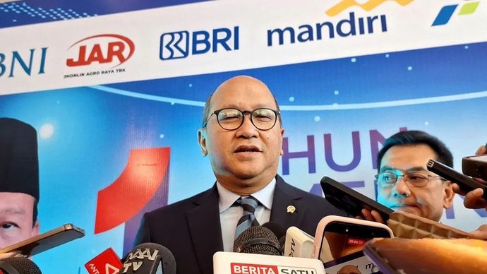 Chief Executive Officer (CEO) Danantara Indonesia Rosan Roeslani seusai acara bertajuk 1 Tahun Pemerintahan Prabowo Gibran 