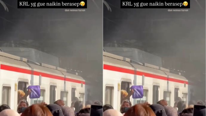 KRL Berasap di Tanjung Barat