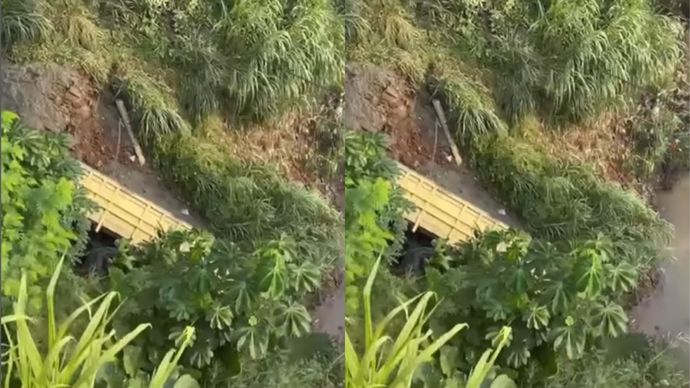 Sebuah truk pasir dilaporkan terjun bebas dari atas Jembatan Cisauk, arah Serpong.  Belum ada informasi lebih lanjut terkait penyebab dan kondisi sopir. 