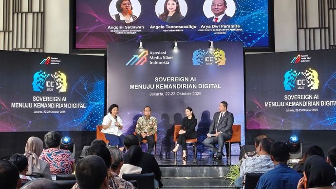 Indonesia Digital Conference (IDC) 2025 yang digelar Asosiasi Media Siber Indonesia (AMSI).